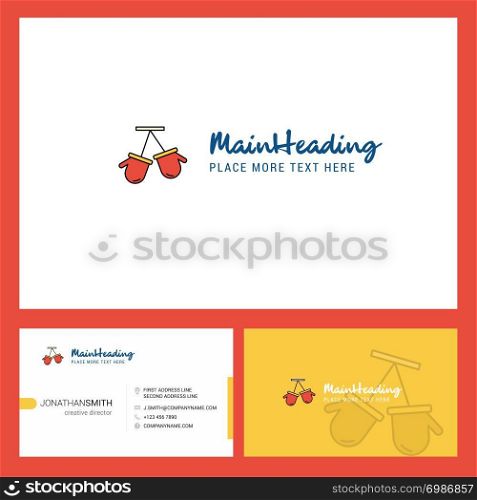 Gloves Logo design with Tagline & Front and Back Busienss Card Template. Vector Creative Design