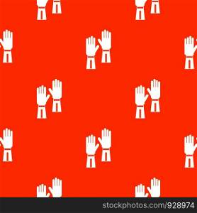 Gloves pattern repeat seamless in orange color for any design. Vector geometric illustration. Gloves pattern seamless