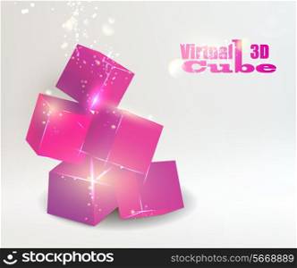 Glow box pyramid over light background. Vector illustration.