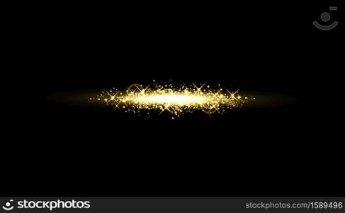 Glow isolated golden effect, lens flare, explosion, glitter, line, sun flash, spark and stars.