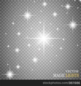 Glow light effect. Star burst with sparkles. Golden glowing lights. Vector. Glow light effect. Star burst with sparkles.