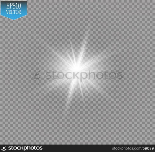 Glow light effect. Starburst with sparkles on transparent background. Vector illustration.. Glow light effect. Starburst with sparkles on transparent background. Vector illustration. Sun