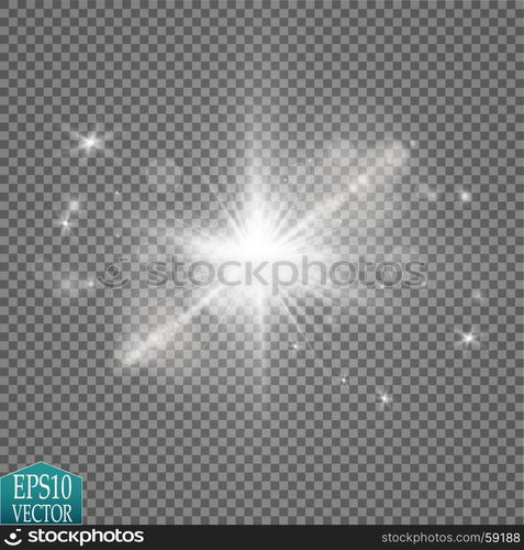 Glow light effect. Starburst with sparkles on transparent background. Vector illustration.. Glow light effect. Starburst with sparkles on transparent background. Vector illustration. Sun