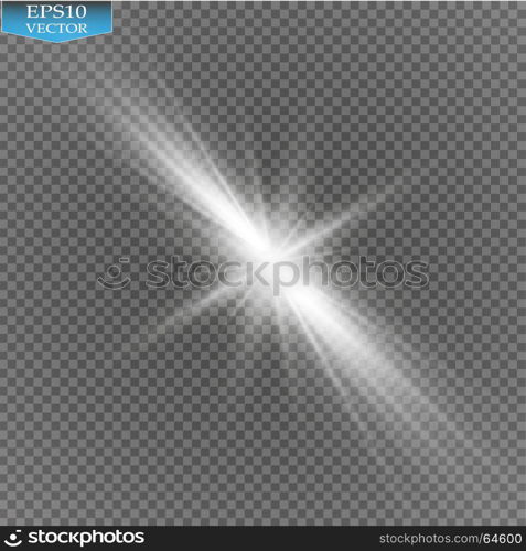 Glow light effect. Starburst with sparkles on transparent background. Vector illustration.. Glow light effect. Starburst with sparkles on transparent background. Vector illustration. Sun