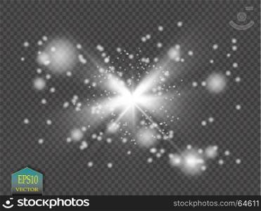 Glow light effect. Starburst with sparkles on transparent background. Vector illustration.. Glow light effect. Starburst with sparkles on transparent background. Vector illustration. Sun