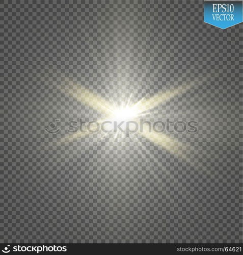 Glow light effect. Starburst with sparkles on transparent background. Vector illustration.. Glow light effect. Starburst with sparkles on transparent background. Vector illustration. Sun