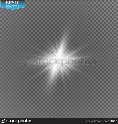 Glow light effect. Starburst with sparkles on transparent background. Vector illustration.. Glow light effect. Starburst with sparkles on transparent background. Vector illustration. Sun