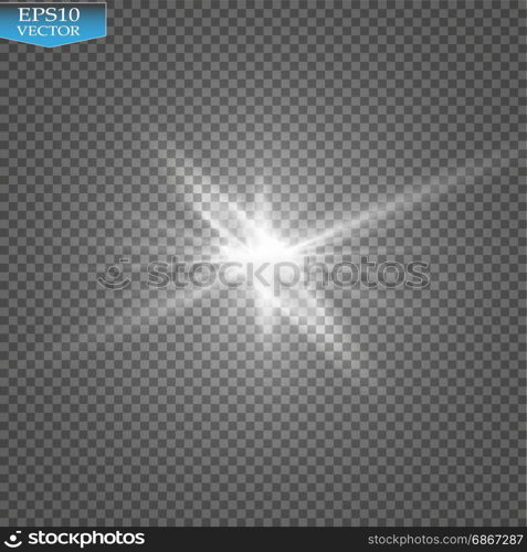 Glow light effect. Starburst with sparkles on transparent background. Vector illustration.. Glow light effect. Starburst with sparkles on transparent background. Vector illustration. Sun