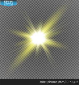 Glow light effect. Starburst with sparkles on transparent background. Vector illustration.. Glow light effect. Starburst with sparkles on transparent background. Vector illustration. Sun