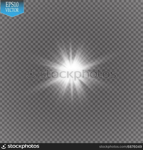 Glow light effect. Starburst with sparkles on transparent background. Vector illustration.. Glow light effect. Starburst with sparkles on transparent background. Vector illustration. Sun