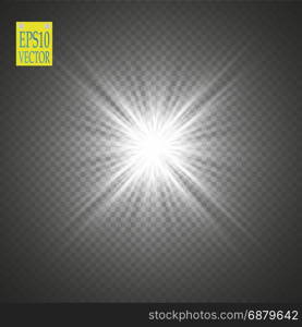 Glow light effect. Starburst with sparkles on transparent background. Vector illustration.. Glow light effect. Starburst with sparkles on transparent background. Vector illustration. Sun