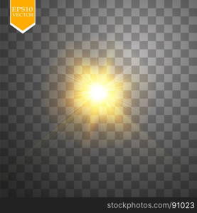 Glow light effect. Starburst with sparkles on transparent background. Vector illustration.. Glow light effect. Starburst with sparkles on transparent background. Vector illustration. Sun