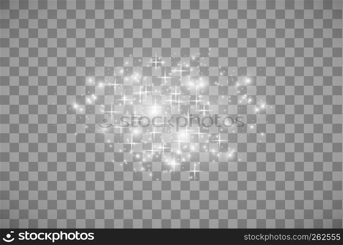Glow light effect. Vector illustration. Christmas flash Concept. Vector white glitter wave abstract illustration. White star dust trail sparkling particles isolated on transparent background. Magic concept.. Glow light effect. Vector illustration. Christmas flash Concept. Vector white glitter wave abstract illustration. White star dust trail sparkling particles isolated on transparent background. Magic concept