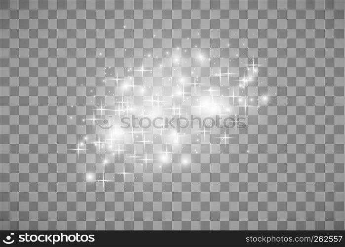Glow light effect. Vector illustration. Christmas flash Concept. Vector white glitter wave abstract illustration. White star dust trail sparkling particles isolated on transparent background. Magic concept.. Glow light effect. Vector illustration. Christmas flash Concept. Vector white glitter wave abstract illustration. White star dust trail sparkling particles isolated on transparent background. Magic concept