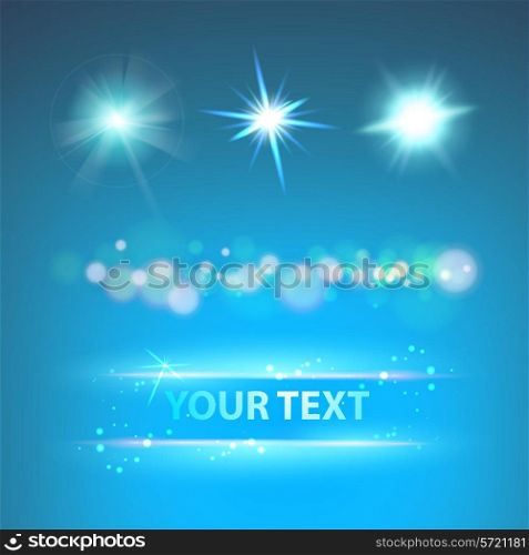 Glow sparks collection over night sky. Vector illustration.