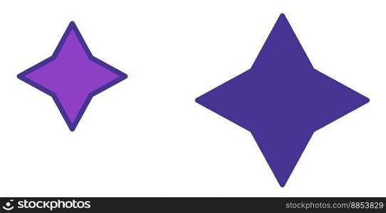 Glowing and shining celestial bodies, isolated schematic simple star representation. Decoration for greeting card, adornment or space motif. Pointers of planets. Vector in flat style illustration. Schematic stars, celestial bodies shining glow