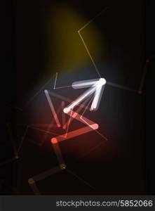 Glowing arrow in dark space. Glowing arrow and blending colors in dark space. Vector illustration. Abstract background
