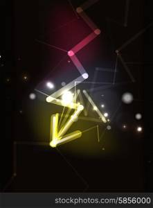 Glowing arrow in dark space. Glowing arrow and blending colors in dark space. Vector illustration. Abstract background