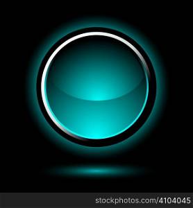 Glowing blue and black button with a drop shadow