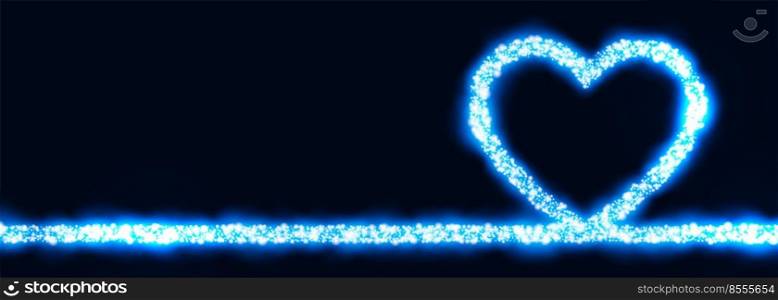 glowing blue heart made with sparkle banner design