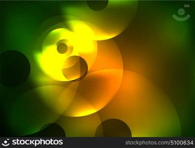 Glowing circles in the dark. Glowing circles in the dark, futuristic vector abstract background design template