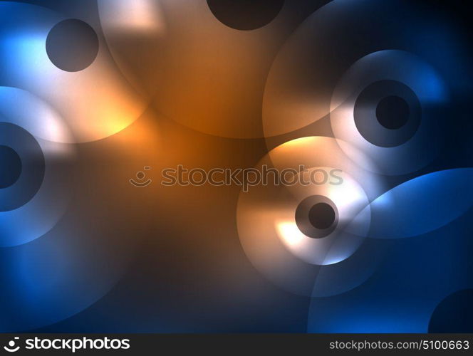 Glowing circles in the dark. Glowing circles in the dark, futuristic vector abstract background design template