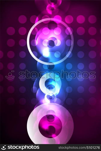 Glowing circles in the dark. Glowing circles in the dark, futuristic vector abstract background design template