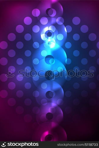 Glowing circles in the dark. Glowing circles in the dark, futuristic vector abstract background design template