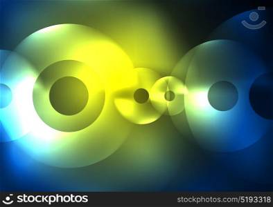 Glowing circles in the dark. Glowing circles in the dark, futuristic vector abstract background design template