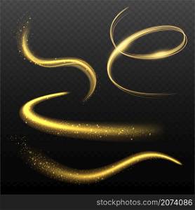 Glowing effects. Lighting shapes with sparks magical powers spiral lightness painting shapes decent vector realistic collection. Effect bright and energy glow, glamour shimmer illustration. Glowing effects. Lighting shapes with sparks magical powers spiral lightness painting shapes decent vector realistic collection