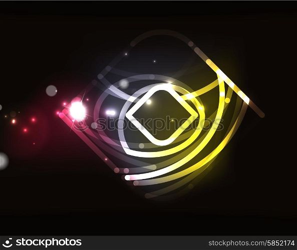 Glowing elements in dark space. Glowing elements and blending colors in dark space. Vector illustration. Abstract background