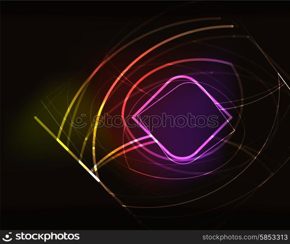 Glowing elements in dark space. Glowing elements and blending colors in dark space. Vector illustration. Abstract background