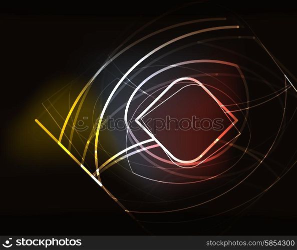 Glowing elements in dark space. Glowing elements and blending colors in dark space. Vector illustration. Abstract background