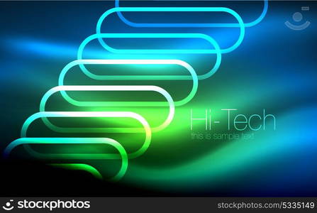 Glowing ellipses dark background, waves and swirl, neon light effect, shiny vector magic effects. Glowing ellipses dark background, waves and swirl, neon light effect, shiny magic effects. Vector illustration