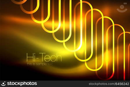 Glowing ellipses dark background, waves and swirl, neon light effect, shiny vector magic effects. Glowing ellipses dark background, waves and swirl, neon light effect, shiny magic effects. Vector illustration