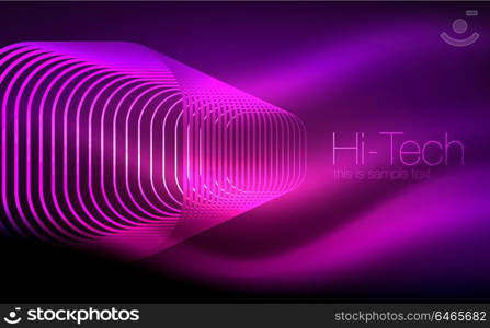 Glowing ellipses dark background, waves and swirl, neon light effect, shiny vector magic effects. Glowing ellipses dark background, waves and swirl, neon light effect, shiny magic effects. Vector illustration