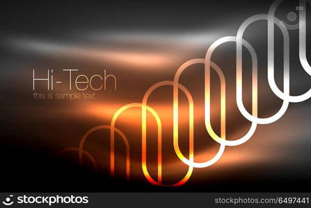 Glowing ellipses dark background, waves and swirl, neon light effect, shiny vector magic effects. Glowing ellipses dark background, waves and swirl, neon light effect, shiny magic effects. Vector illustration