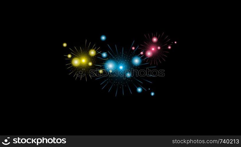 Glowing fireworks. Multicolored bright fireworks vector collection.. Glowing fireworks. Multicolored bright fireworks vector collection