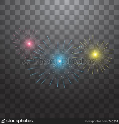 Glowing fireworks. Multicolored bright fireworks vector collection.. Glowing fireworks. Multicolored bright fireworks vector collection