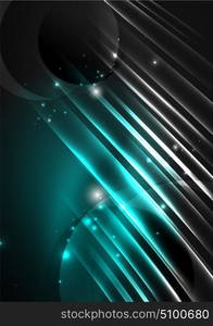 Glowing futuristic lines. Glowing futuristic lines in the dark space with stars concept. Energy technology idea