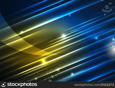 Glowing futuristic lines. Glowing futuristic lines in the dark space with stars concept. Energy technology idea