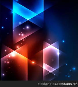 Glowing geometric shapes. Glowing geometric shapes in dark space background