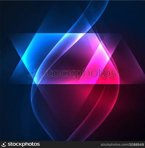 Glowing geometric shapes. Glowing geometric shapes in dark space background