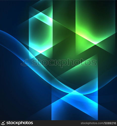 Glowing geometric shapes. Glowing geometric shapes in dark space background