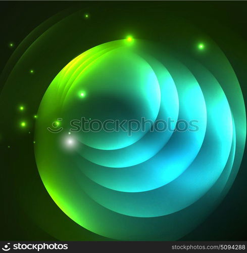 Glowing geometric shapes. Glowing geometric shapes in dark space background