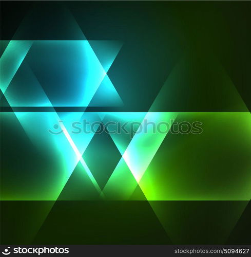 Glowing geometric shapes. Glowing geometric shapes in dark space background