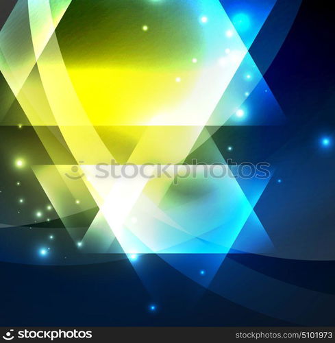 Glowing geometric shapes. Glowing geometric shapes in dark space background