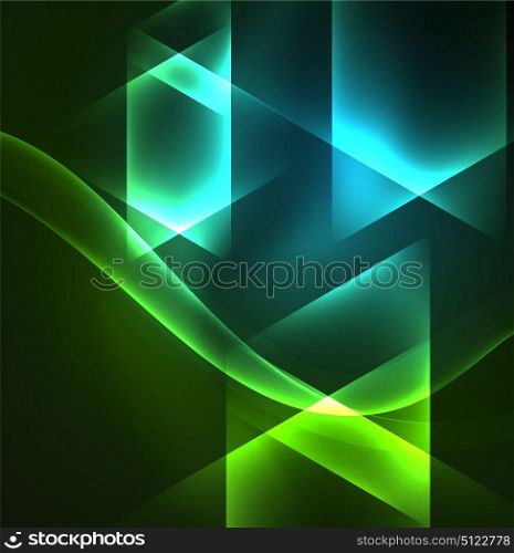 Glowing geometric shapes. Glowing geometric shapes in dark space background