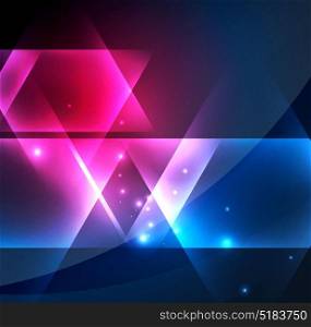 Glowing geometric shapes. Glowing geometric shapes in dark space background