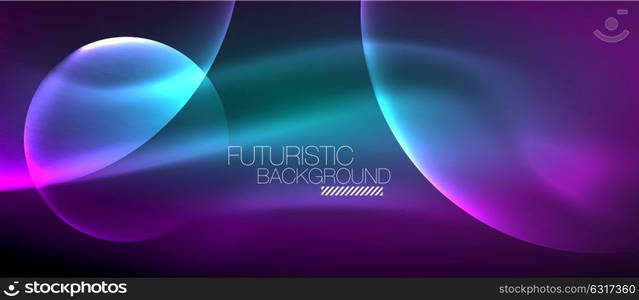 Glowing glass circles. Glowing glass circles, geometric shiny futuristic background, vector techno design